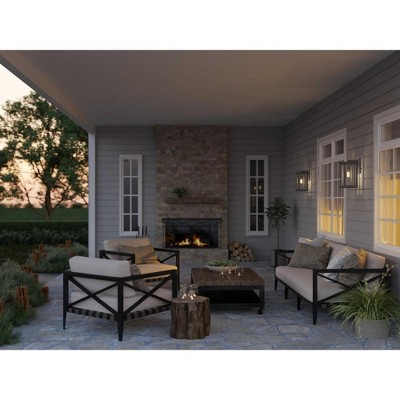 Endicott Black Craftsman Outdoor Wall Lantern with Linen Glass