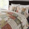 Cotton Patchwork Bedspread, 3 - Piece Quilt Set with Embroidery, Reversible Matelasse, Queen Size - 2 of 4
