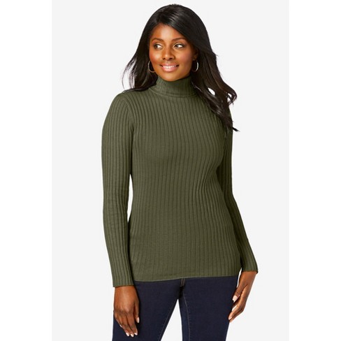 Jessica London Women s Plus Size Ribbed Cotton Turtleneck Sweater