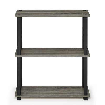French Oak Gray 3-Tier Adjustable Wood Bookshelf