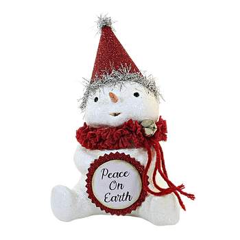 Bethany Lowe 6.75 In Peace On Earth Snowman Christmas Tinsel Michelle Allen Snowman Figurines