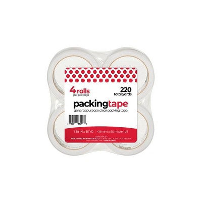 Natural Home 4pk 220' Standard Tapes: Clear Packing Tape for Shipping & Moving, 1.88" Width, 4 Rolls