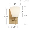 Possini Euro Design Pell Modern Wall Sconces Set of 2 Warm Brass Hardwire 5" Fixture White Frosted Glass for Bedroom Bathroom - 4 of 4