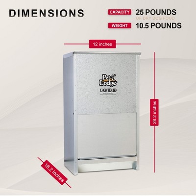 Pet Lodge Galvanized Steel Automatic Dog Feeder, 50 lbs Capacity