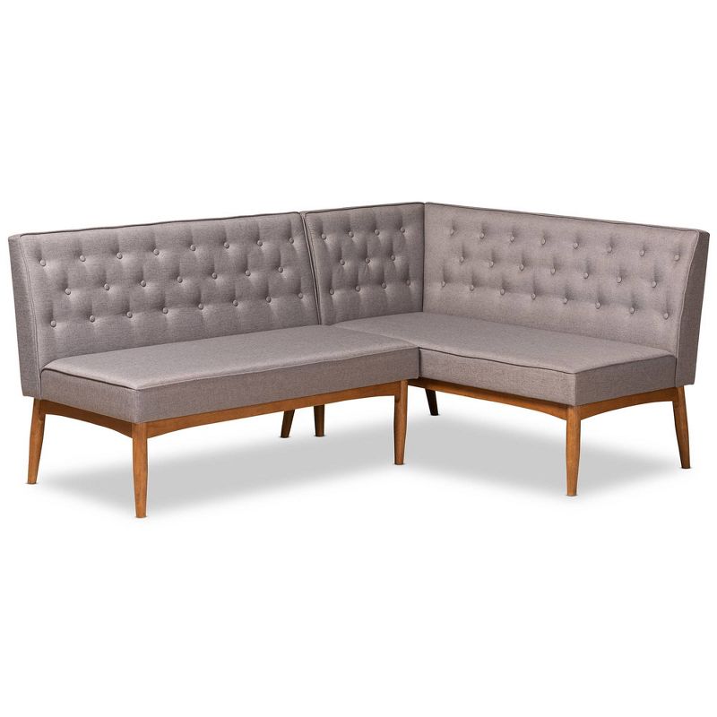 2pc Riordan Fabric Upholstered and Wood Dining Nook Banquette Set Gray/Walnut Brown - Baxton Studio, 1 of 10