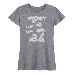 Women's - Disney - Mickey Mouse Hello Folks Short Sleeve Graphic T-Shirt - 1 of 4