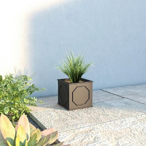 LeisureMod Square Planter Pot in Fiberstone With Drainage Holes for Indoor and Outdoor Sprout Collection - 1 of 4