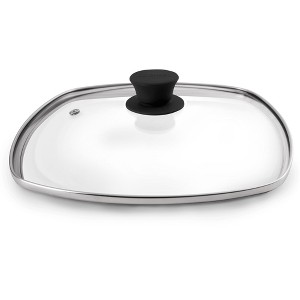 Cuisinel Square Glass Lid for Grill Pans with Steam Vent - 10.5"-Inch, Fits Lodge Cast Iron, Oven Safe, Reinforced Stainless Rim. - 1 of 4