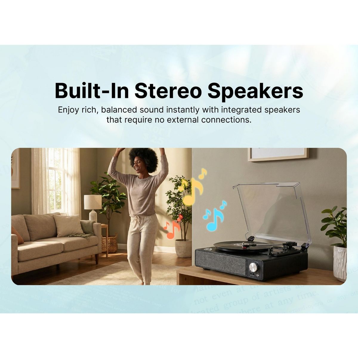 Victor VHRP-1405 Amherst All-in-One 3-Speed Turntable with AudioStream, Bluetooth In/Out, Built-in Stereo Speakers, USB MP3 Playback, RCA Outputs - thumbnail 4
