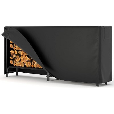 Coucheta Firewood Rack&Waterproof Cover, Outdoor Firewood Holder, Storage Metal Log Holder, 400lb Max Weight Capacity, Full Covered Wood Storage Rack
