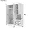 3 Door Wooden Storage Wardrobe With Shelves And 2 Drawers, 68'' Tall Clothing Storage With Modern Clean Design, Modern Armoires-Cuddlewood - 4 of 4