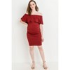 Hello Miz Women's Fitted Ruffle Off Shoulder Maternity Dress - 4 of 4