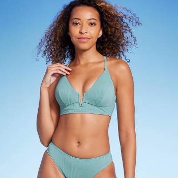 Women's Ribbed Longline V-Wire Bikini Top - Shade & Shore™