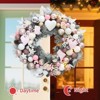 TackView 24" Christmas Wreath for Front Door, Artificial Christmas Wreath with Ornaments, Xmas Decor for Fireplace, Pink - 3 of 4