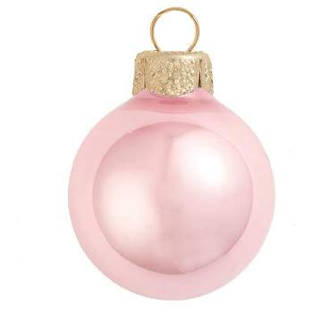 Northlight Pearl Finish Glass Christmas Ball Ornaments - 1.25" (30mm) - Pale Pink - 40ct