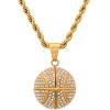 Steeltime 24" Men's stainless steel and simulated diamonds basketball pendant. Color Option: Gold, Black - 2 of 4