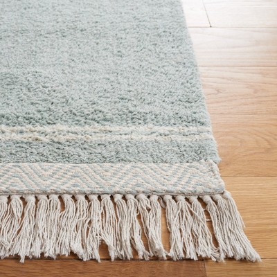 Classic Elegance 3' x 5' Light Blue & Ivory Hand-Knotted Area Rug