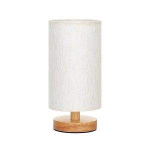 Itopfox Small Table Lamp for Bedroom with Inline Control, Warm White A15 LED Bulb, Easy to Assemble, Cream Linen Shade and Wood Base - 1 of 4
