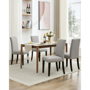 2Pcs Upholstered Dining Chairs with Wood Legs, Modern Armless Chair for Dining Room, Kitchen, Restaurant, Living Room, Weight Capacity 265lbs - 1 of 4