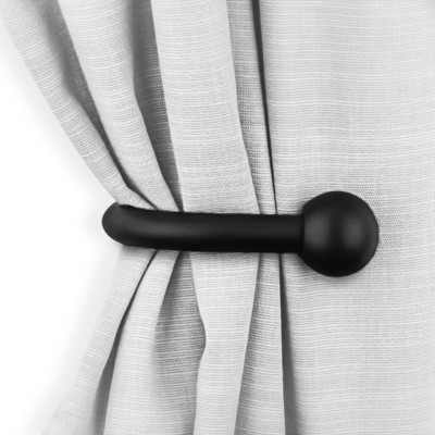 Set of 2 Essential Black Metal Curtain Holdbacks