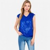 Anna-Kaci Women's Sequin V-Neck Top with Cap Sleeves and Relaxed Fit - 2 of 4