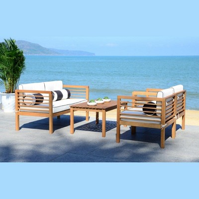 Barcelona Coastal Chic 4-Person Black & White Outdoor Seating Set