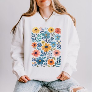 Simply Sage Market Watercolor Daisy Garden Lightweight Garment Dyed Sweatshirt - 1 of 4