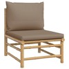 VidaXL Patio Middle Sofa with Taupe Cushions Bamboo - 2 of 4
