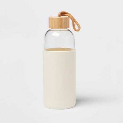 22oz Glass Water Bottle with Silicone Sleeve White Sand - Threshold™