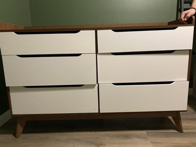 Brighton Mid century Modern Wood 6 Drawer Storage Dresser Brown