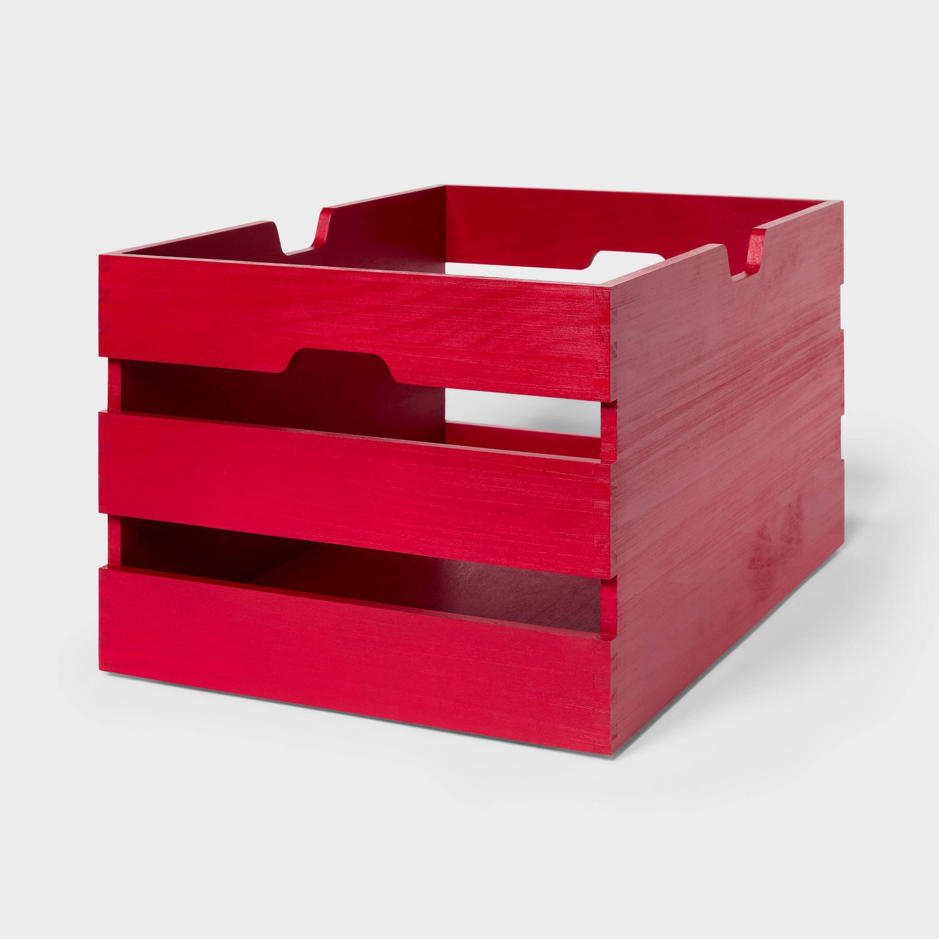 Medium Wood Crate Decorative Storage Bin Red - Brightroom™
