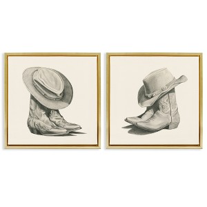 Stupell Industries Rustic Cowboy Boots 2pc Floating Frame Art Set - 1 of 4