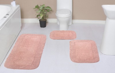 Radiant Collection Cotton Ruffle Pattern Tufted Set of 3 Bath Rug Set - Home Weavers