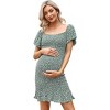LXT-Women's Maternity Off Shoulder Smocked Ruffle Hem Dress - 2 of 2