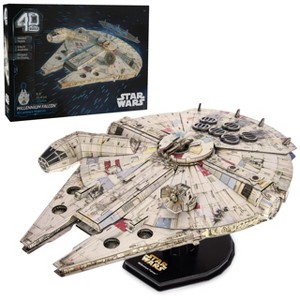 4D Build Star Wars Millennium Falcon 3D Model Kit with 223 Pieces and Display Stand for Film-Accurate Cardstock Model Building Ages 12+ - 1 of 4