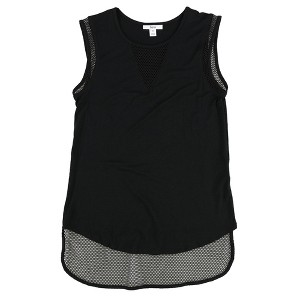 bar III Womens Mesh-Inset Embellished T-Shirt - 1 of 2
