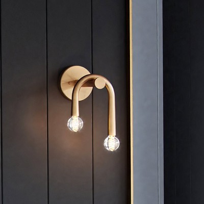 Urban Ambiance Luxury Mid-Century Modern Wall Sconce,  10''H x 6''W,  Brushed Brass Finish, ULB2212