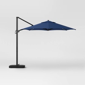 10' Round Solid Solar Offset Outdoor Patio Cantilever Umbrella with Black Pole - Threshold™ - 1 of 4