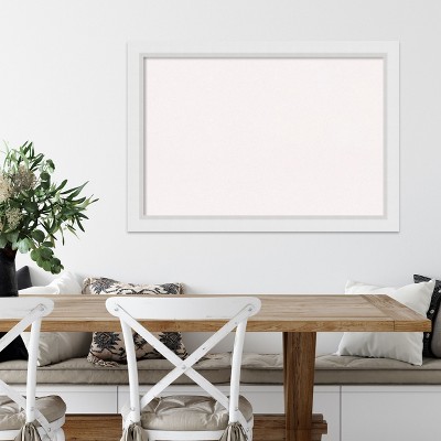 Blanco White Wood Framed Large Cork Bulletin Board
