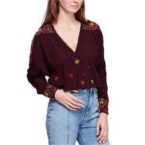Free People Womens Embroidered Pullover Blouse - 1 of 1