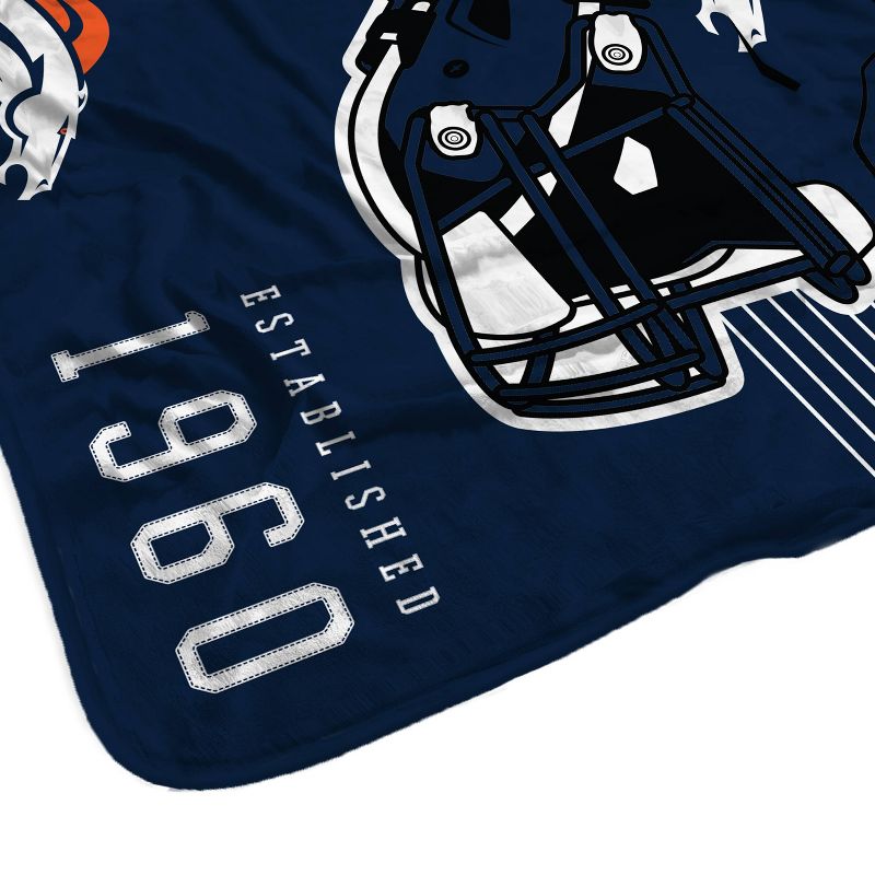 NFL Denver Broncos Helmet Stripes Flannel Fleece Blanket, 3 of 4