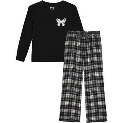 Sleep On It Girls 2-Piece Woven Flannel Plaid Pajama Sets