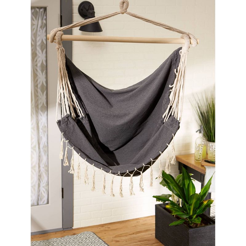 Outdoor Hammock Chair with Fringe Trim - Gray - Zingz &#38; Thingz, 5 of 11
