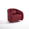 360 Degree Swivel Barrel Chair, Comfy Upholstered Teddy Fabric Accent Chair Pumpkin-Shaped Swivel Chair - 4 of 4