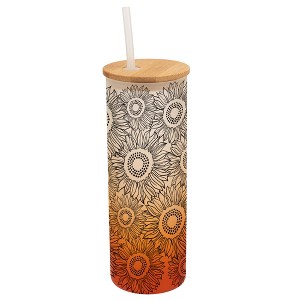 Elanze Designs Sunflower Summer Flower Garden Wrap-Around Design 25 Ounce Frosted Gradient Glass On-The-Go Coffee Travel Skinny Tumbler Mug Cup, - 1 of 1