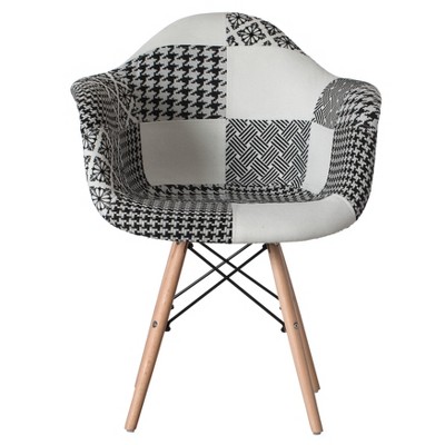 Black and White Patchwork Beech Wood Dining Chair Set