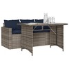 vidaXL Patio Dining Set - 2-Piece Gray Poly Rattan Garden Furniture with Cushioned Sofa and Tempered Glass Table - for Patio, Backyard, Garden - 3 of 4