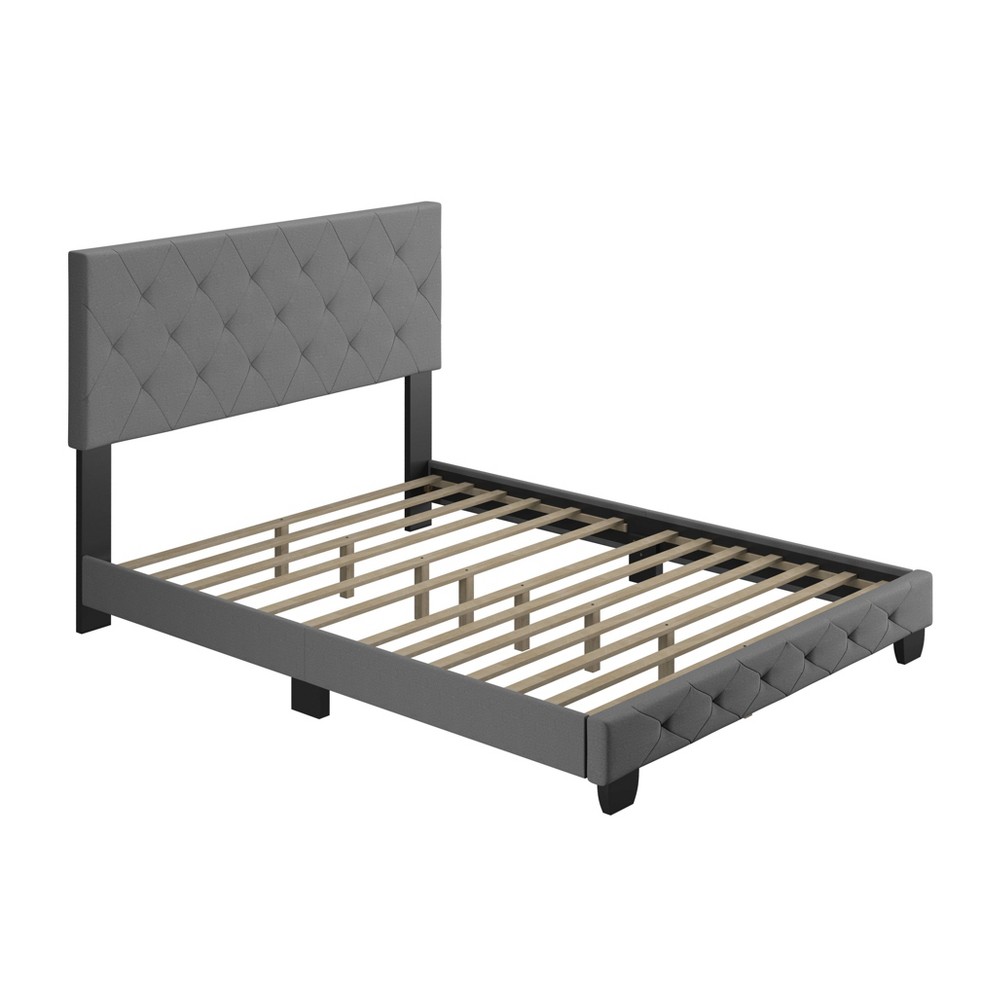 Full Reese Button Tufted Linen Upholstered Platform Bed Frame Gray - Eco Dream -  Boyd Sleep Eco Dream, 80345976