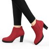 Allegra K Women's Round Toe Block Heels Chelsea Ankle Boots - 2 of 4