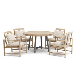 Greemotion 5pc Lyon 3-in-1 Outdoor Convertible Patio Dining Set with Arm Chairs Brown: Modern Aluminum & Teak Table, UV-Resistant - 1 of 4